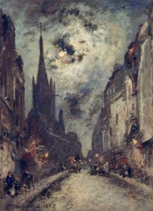 Rue St. Jacques med kyrkan St. Séverin nära Mondsche av Johan Barthold Jongkind
