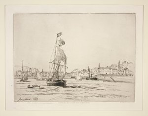 Ingång till hamnen i Honfleur av Johan Barthold Jongkind