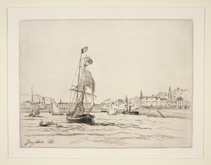 Ingång till hamnen i Honfleur av Johan Barthold Jongkind