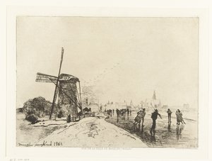 Utsikt över Maassluis Vue de la ville de Maaslins (Hollande) (serietitel) av Johan Barthold Jongkind