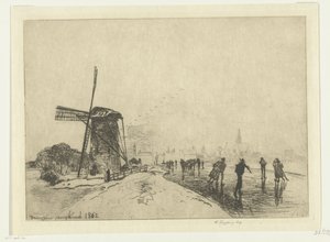 Utsikt över Maassluis Vue de la ville de Maaslins (Hollande) (titel på objekt) av Johan Barthold Jongkind