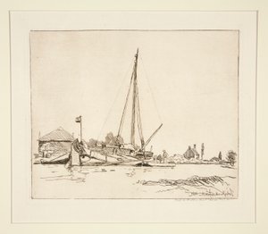 La Barque amar?e (Den förtöjda båten) av Johan Barthold Jongkind