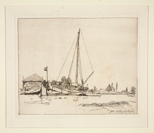 La Barque amarr?e (Den förtöjda båten) av Johan-Barthold Jongkind