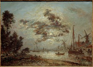 Månsken över Dordrecht av Johan Barthold Jongkind