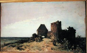 Ruinerna av Chateau de Rozemont (Nievre) 1861 av Johan Barthold Jongkind