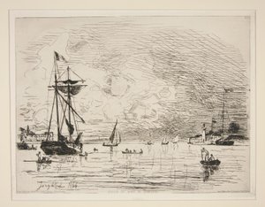 Avfart från hamnen i Honfleur av Johan Barthold Jongkind