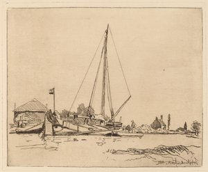 Den förtöjda båten (La Barque amarree) av Johan Barthold Jongkind