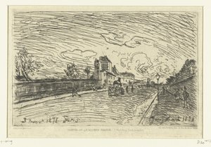 Utgång från Cochin Hospital (Faubourg Saint-Jacques, Paris) Sortie de la Maison Cochin (Faubourg Saint-Jacques) (titel på objekt) av Johan Barthold Jongkind