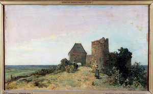 Utsikt över ruinerna av slottet Rosemont i Nievre-målningen av Jean Barthold Jongkind (1819-1891) 1861 Sön. 0,34x0,56 m. Paris, Musée d