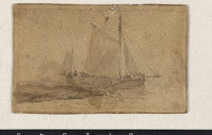 Fiskepråm förtöjd vid en udde av Johan Barthold Jongkind