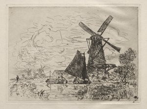 Väderkvarnar i Holland av Johan Barthold Jongkind
