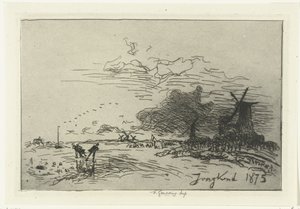 Vinterlandskap nära Rotterdam av Johan Barthold Jongkind
