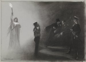 Design för illustration i De Amsterdammer: Rysslands nederlag till sjöss, 4 juni 1905