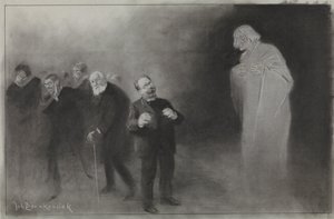 Design för illustration i De Amsterdammer: Glömningen av Schimmel i den Stadschouwburgs nyårsönske, 13 januari 1907