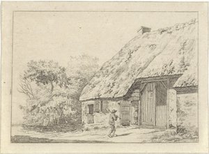 Man med en spade på en gård av Johan Christiaan Willem Safft