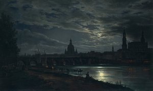 Utsikt över Dresden vid månsken, 1839