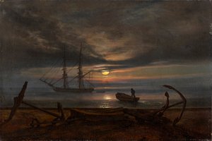 danska kusten vid månsken av Johan Christian Dahl