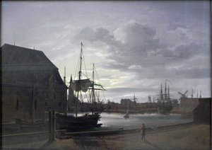 Frederiksholms kanal i Köpenhamn med Kristian IV:s bryggeri av Johan Christian Dahl