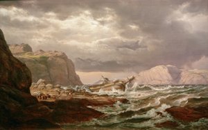 Fartyg strandat på norska kusten av Johan Christian Dahl