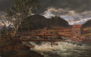 Hellefossen nära Hokksund av Johan Christian Dahl