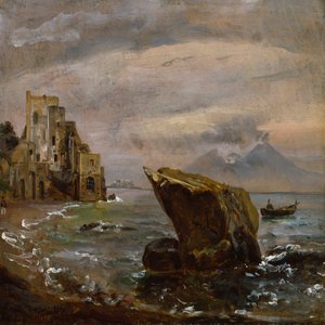 Kustlandskap nära Posillipo av Johan Christian Dahl