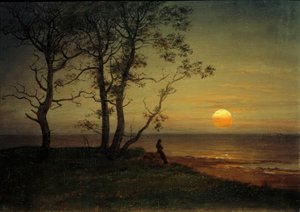 Stranden i månskenet av Johan Christian Dahl