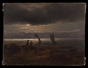 Mor och barn vid havet av Johan Christian Dahl