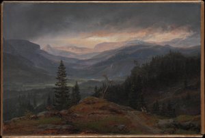 Norska:  Utsikt över Hallingdal View over Hallingdal av Johan Christian Dahl