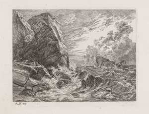 Skeppsbrott vid en klippig kust av Johan Christian Dahl