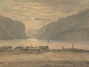 Skjolden i månsken av Johan Christian Dahl