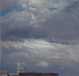 Stormmoln över slottstornet i Dresden av Johan Christian Dahl
