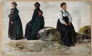 Studier av kvinnodräkter från Luster i Sogn av Johan Christian Dahl