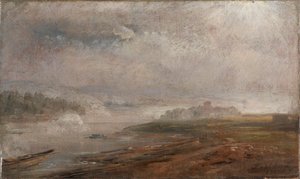 Elbe en dimmig morgon av Johan Christian Dahl