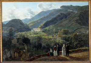 Kasinot Reale de Quisiana i Castellammare med domstolen i Danmark. Målning av Johan Dahl (1788-1857) av Johan Christian Dahl