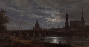 Utsikt över Dresden i månskenet av Johan Christian Dahl
