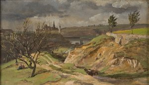 Utsikt över Meissen. Studie av Johan Christian Dahl