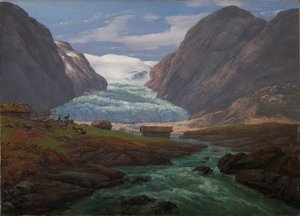 Utsikt över Nigardsbreen i Jostedalen av Johan Christian Dahl