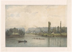 Utsikt över Port-Marly på Seine, med tvättstugan av Johan Conrad Greive (signed by artist)