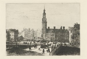 Utsikt över Muntplein i Amsterdam