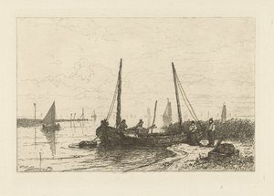 Utsikt över Zuiderzee nära Spakenburg av Johan Conrad Greive