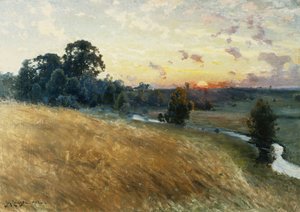 Ett vidsträckt landskap vid solnedgången, 1902 av Johan Ericson