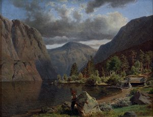 Man i fjordlandskap