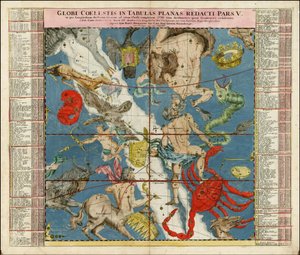 1730 års himlakarta - Globi Coelestis In Tabulas Planas Redacti Pars V av Johan Gabriel Doppelmayr