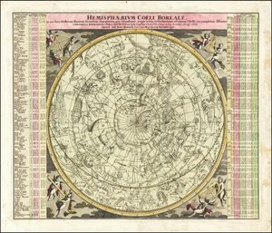 1730 års himmelskarta över norra halvklotets himmel av Johan Gabriel Doppelmayr