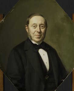 Porträtt av Johannes Cornelis van Pappelendam (1810-1884). Konstnär och konsthandlare. Föreståndare för Van der Hoop-museet