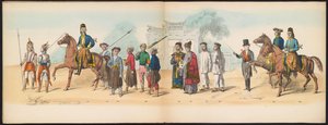 Masquerade of the Delft Students, 1857 (skylt 8) Klädd procession som hölls av medlemmarna i Delfts studentkår den 5 maj 1857, föreställande Sultanen av Djokjokartas Garebeg-procession och de mest karakteristiska typerna från Nederländerna.