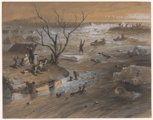 Vallbrott i Brakel, 4 januari 1861 (titel på objekt) av Johan Hendrik Weissenbruch (signed by artist)