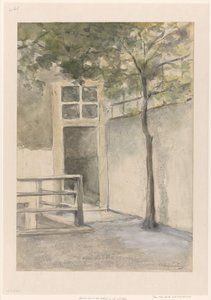 Utsikt över en innergård från konstnärens ateljé i Kazernestraat i Haag av Johan Hendrik Weissenbruch (signed by artist)