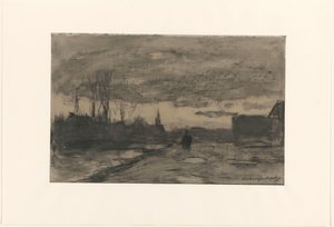 Utsikt över en kaj av Johan Hendrik Weissenbruch (signed by artist)