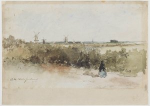Landskap med väderkvarnar av Johan Hendrik Weissenbruch